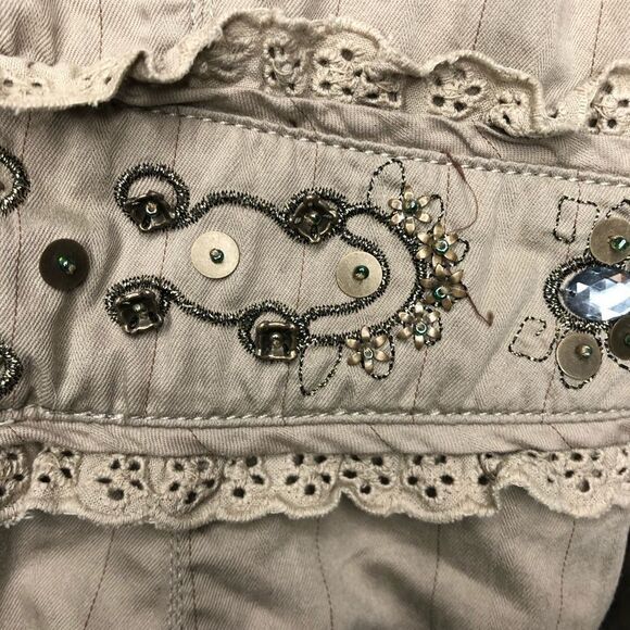 Vero Moda Tan Beaded Lace Blazer Medium Neutral Minimalist 100% Cotton - Picture 11 of 13